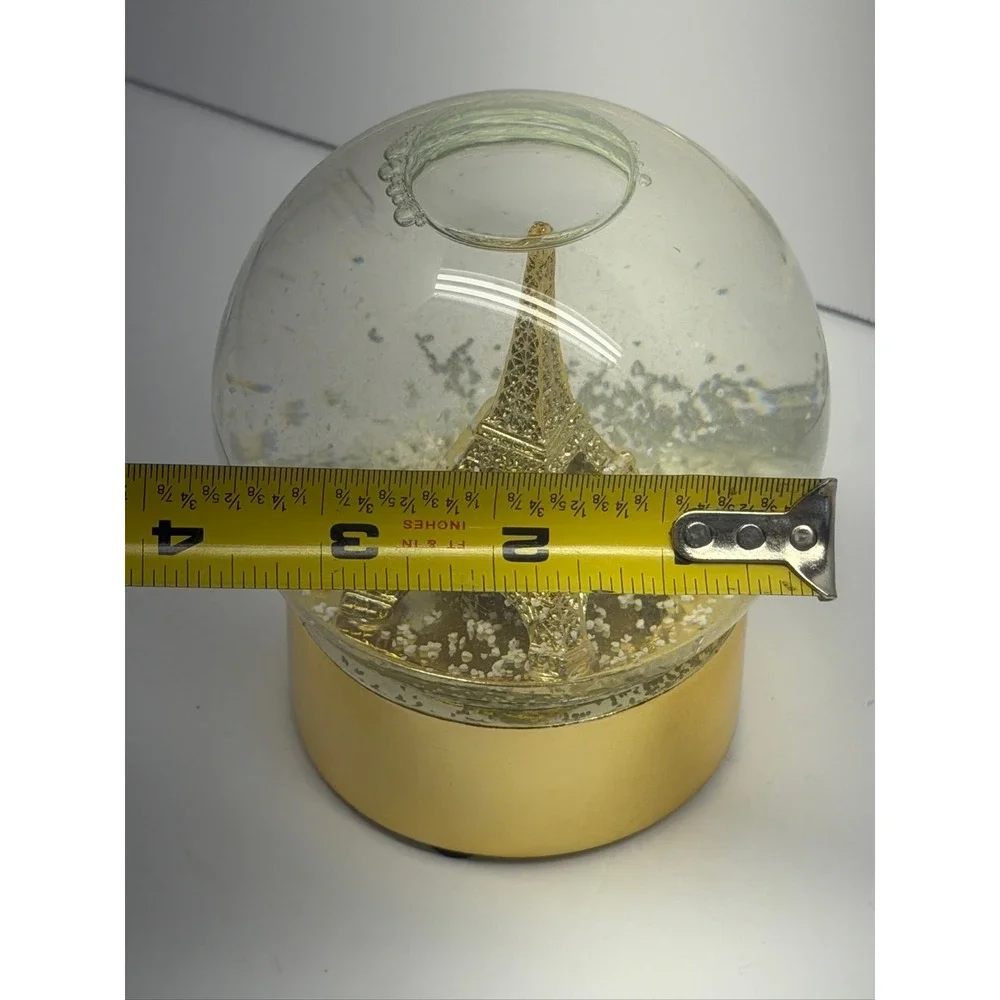 Walgreens Eiffel Tower Water Globe Glitter Snow Globe Gold Base Decor